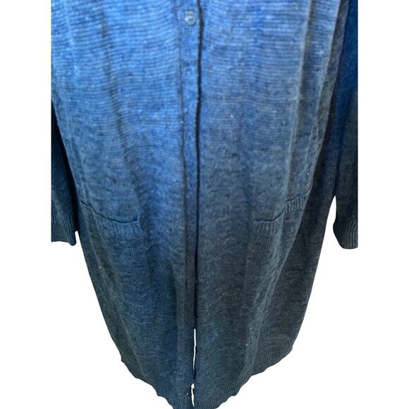 Vtg Eileen Fisher Organic Linen Button Down Cardigan Blue  2X - Picture 6 of 10